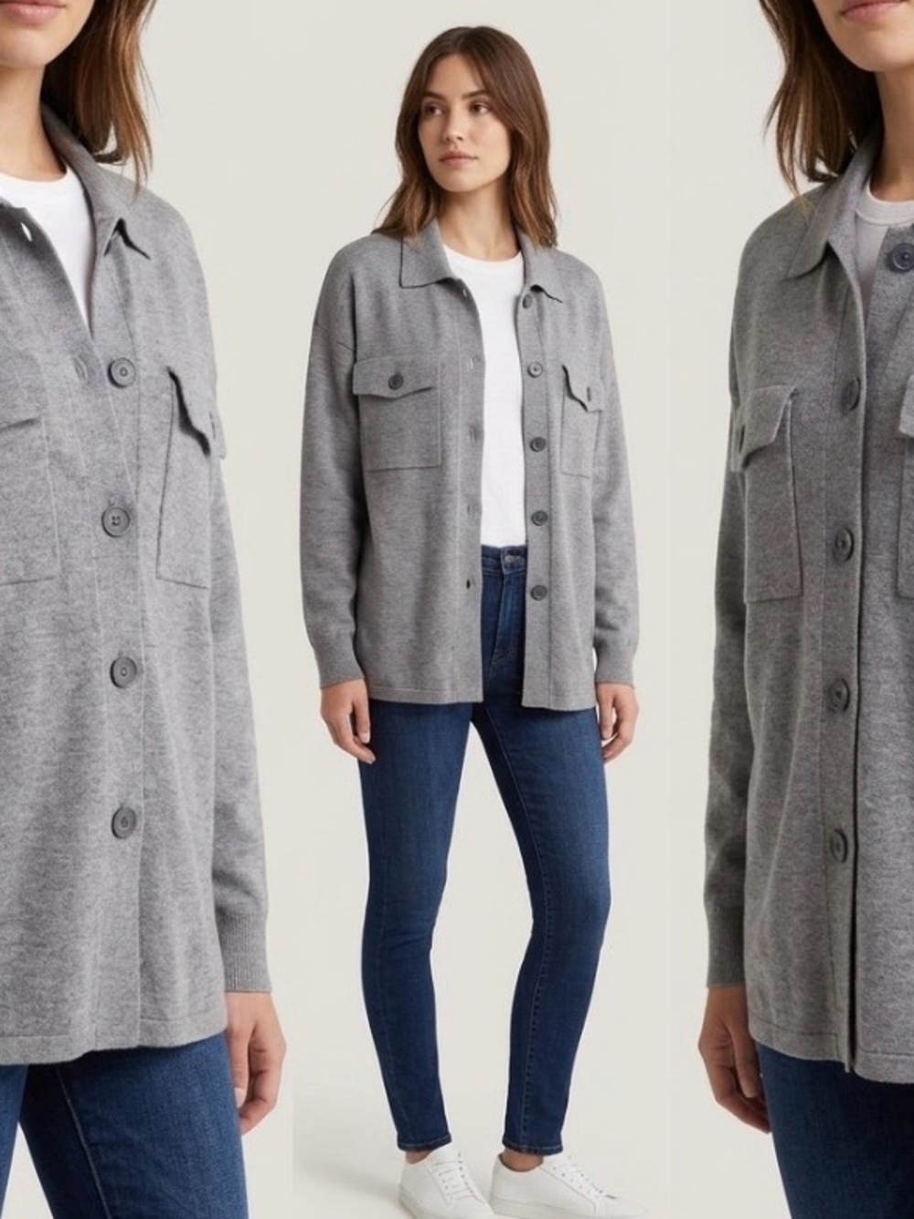Hudson North Classic Gray Button-Front Shacket Jacket